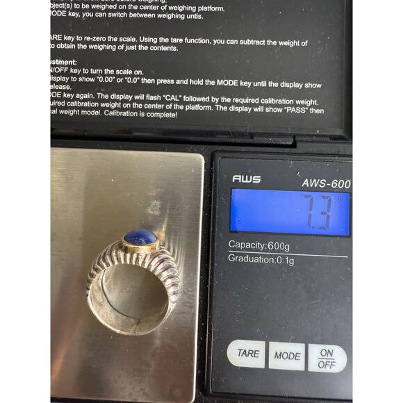 Vintage Sterling Silver & 18K Gold Ring 7,3g with Natural Star Sapphire sz 7 - Picture 7 of 11